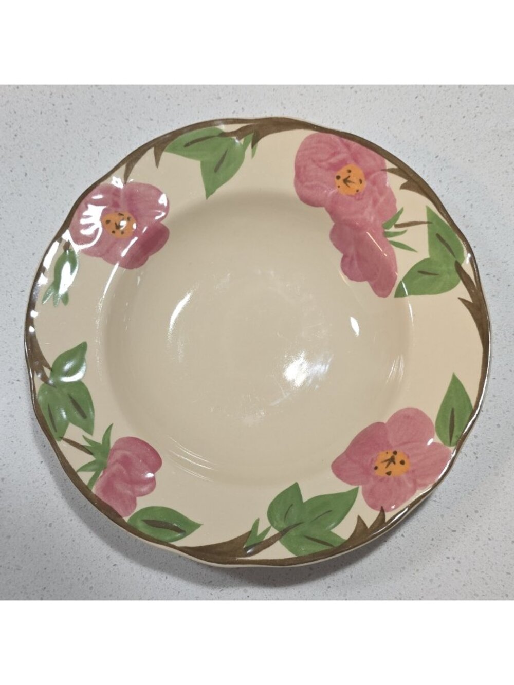 Franciscan Desert Rose Floral Round Ceramic Bowl  Beige Pink Green - Safe